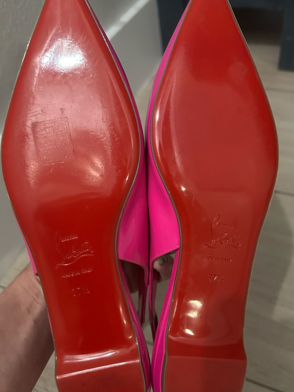 Christian Louboutin Hot Pink Chickita Slingback Flat. 7.5 - Picture 2 of 2